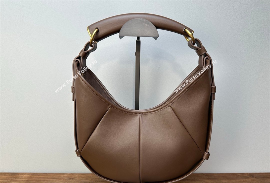 Saint Laurent MOMBASA Small hobo bag in Leather Coffee Brown 2026 851432 (MHUI-260403096)