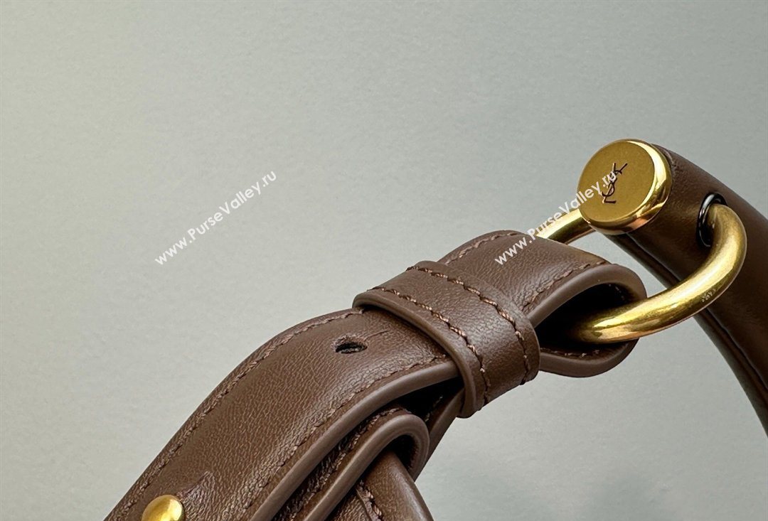 Saint Laurent MOMBASA Small hobo bag in Leather Coffee Brown 2026 851432 (MHUI-260403096)