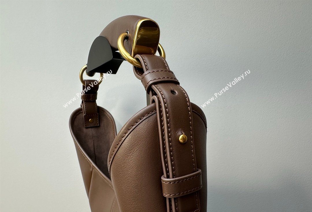 Saint Laurent MOMBASA Small hobo bag in Leather Coffee Brown 2026 851432 (MHUI-260403096)