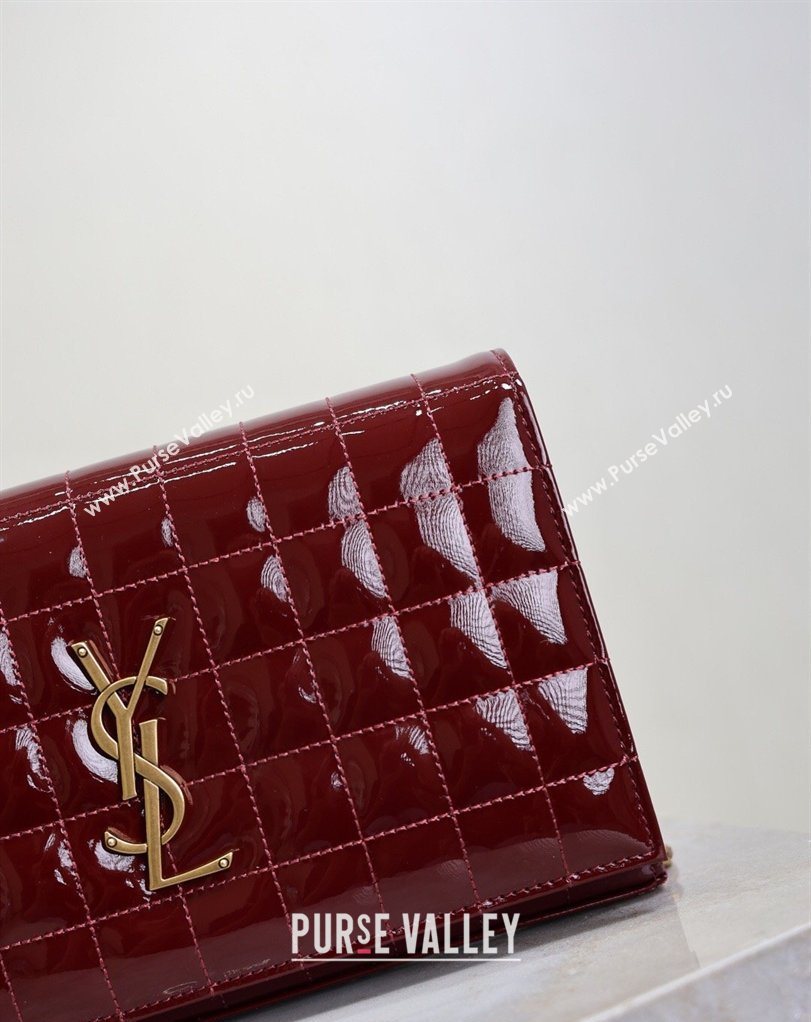 Saint Laurent Cassandre Quilted Patent Leather Chain Bag Burgundy 2026 743364 (MHUI-260403054)