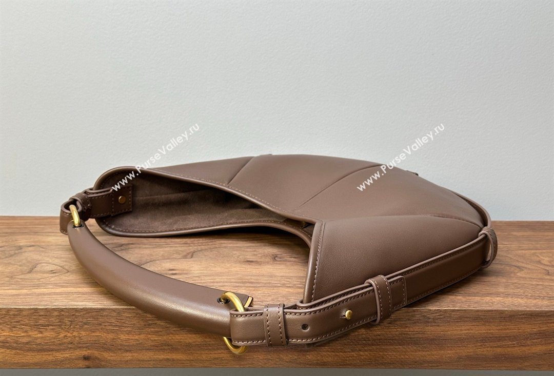 Saint Laurent MOMBASA Small hobo bag in Leather Coffee Brown 2026 851432 (MHUI-260403096)