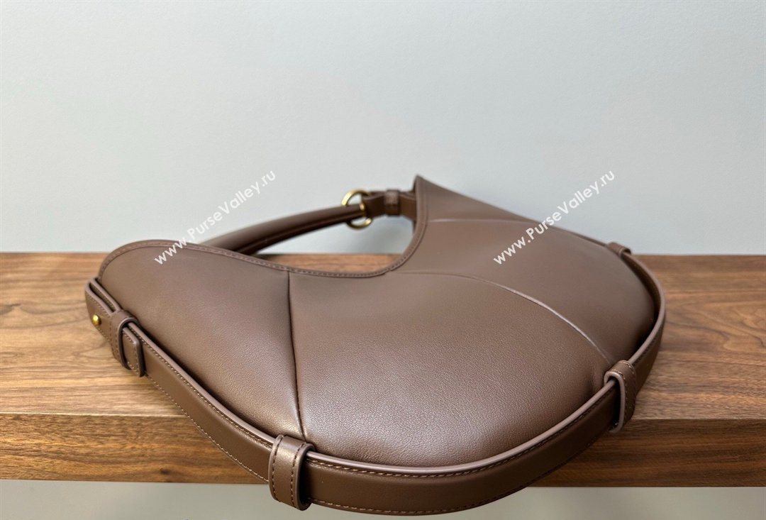 Saint Laurent MOMBASA Small hobo bag in Leather Coffee Brown 2026 851432 (MHUI-260403096)