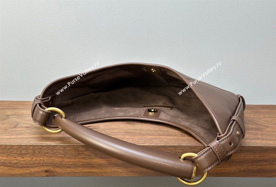 Saint Laurent MOMBASA Small hobo bag in Leather Coffee Brown 2026 851432 (MHUI-260403096)