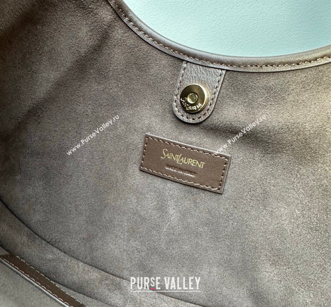 Saint Laurent MOMBASA Small hobo bag in Leather Coffee Brown 2026 851432 (MHUI-260403096)