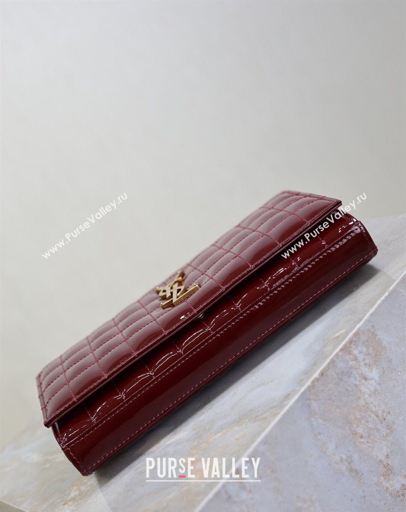 Saint Laurent Cassandre Quilted Patent Leather Chain Bag Burgundy 2026 743364 (MHUI-260403054)