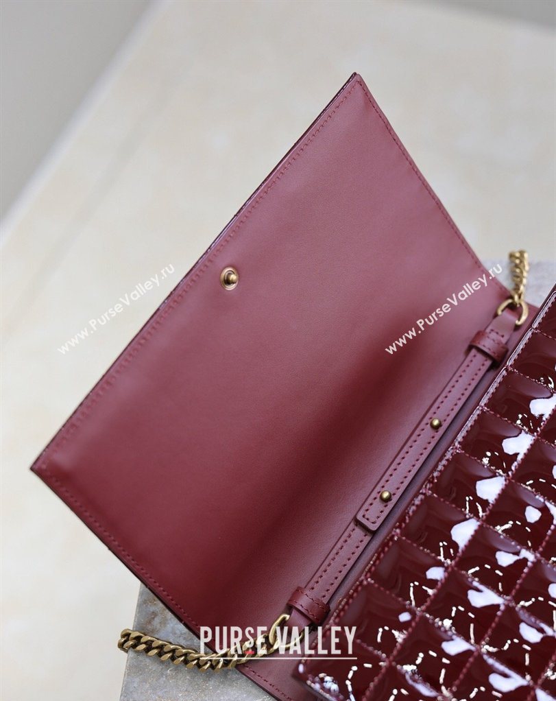 Saint Laurent Cassandre Quilted Patent Leather Chain Bag Burgundy 2026 743364 (MHUI-260403054)