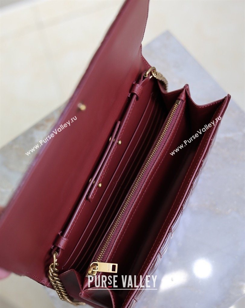 Saint Laurent Cassandre Quilted Patent Leather Chain Bag Burgundy 2026 743364 (MHUI-260403054)