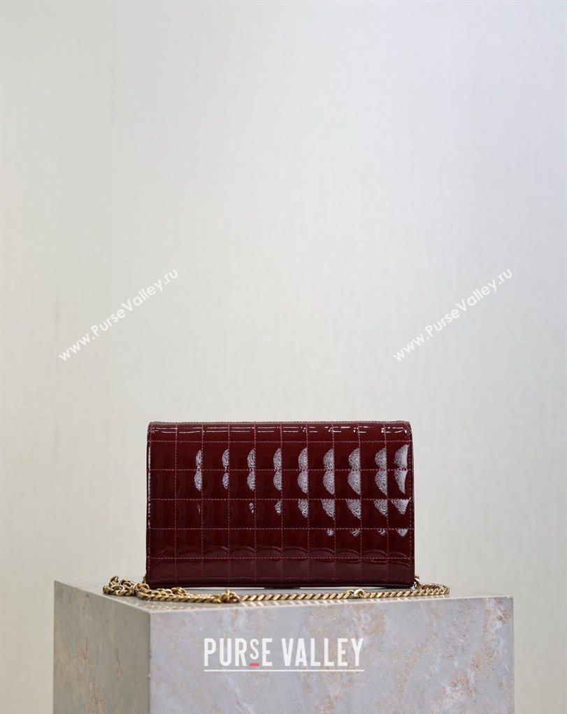 Saint Laurent Cassandre Quilted Patent Leather Chain Bag Burgundy 2026 743364 (MHUI-260403054)