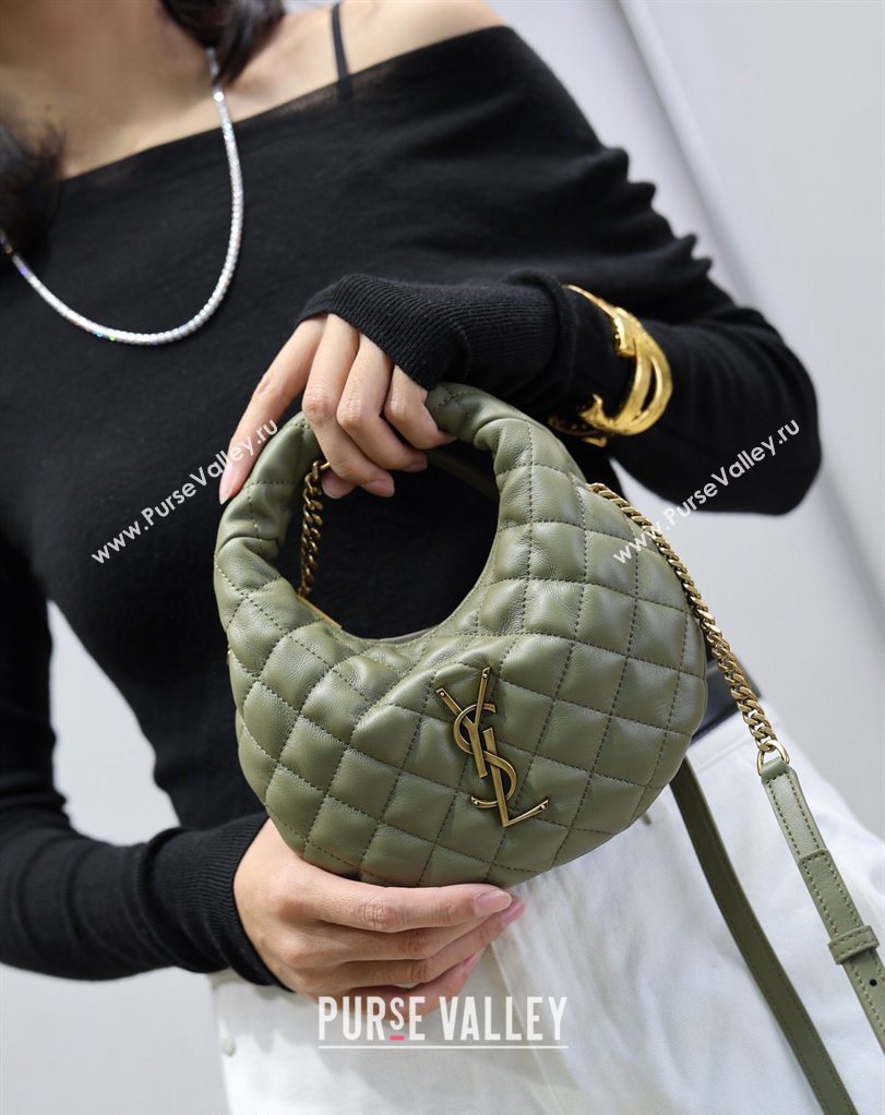 Saint Laurent ICARINO mini bag in quilted nappa leather Moss Green 2026 871329 (MHUI-260403099)