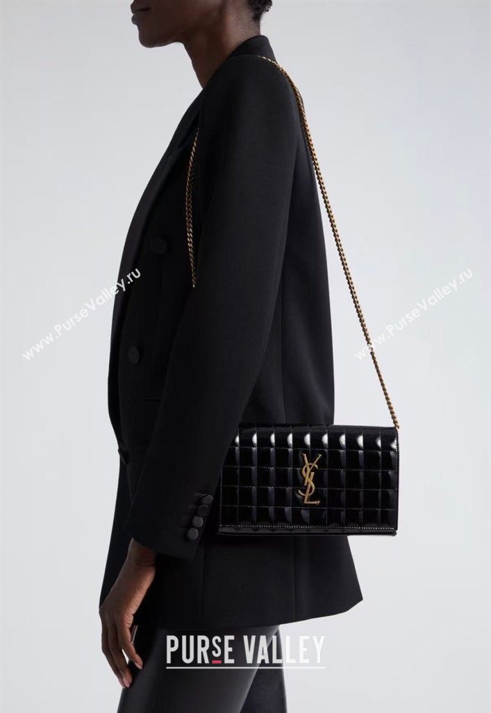 Saint Laurent Cassandre Quilted Patent Leather Chain Bag Black 2026 743364 (MHUI-260403055)