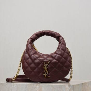Saint Laurent ICARINO mini bag in quilted nappa leather Burgundy 2026 871329 (MHUI-260403102)
