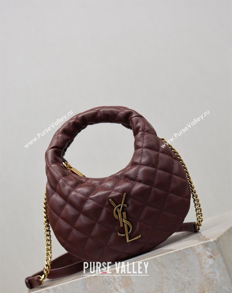 Saint Laurent ICARINO mini bag in quilted nappa leather Burgundy 2026 871329 (MHUI-260403102)