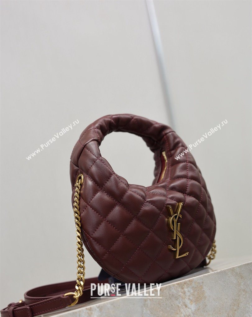 Saint Laurent ICARINO mini bag in quilted nappa leather Burgundy 2026 871329 (MHUI-260403102)