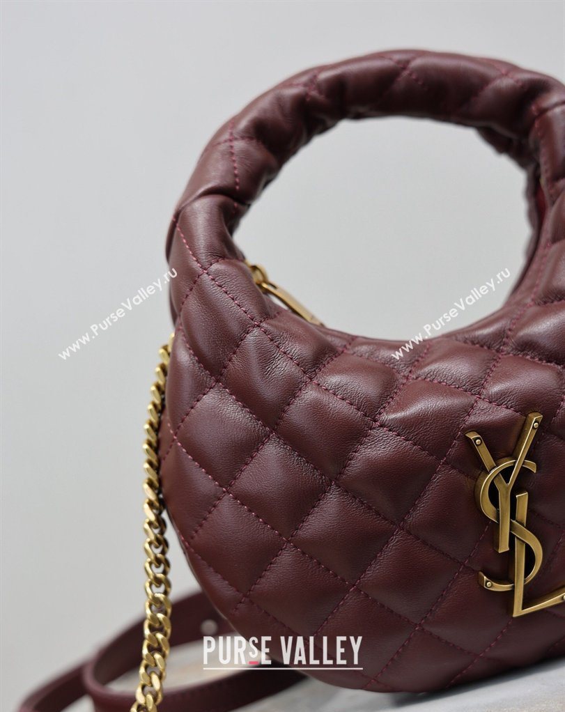 Saint Laurent ICARINO mini bag in quilted nappa leather Burgundy 2026 871329 (MHUI-260403102)