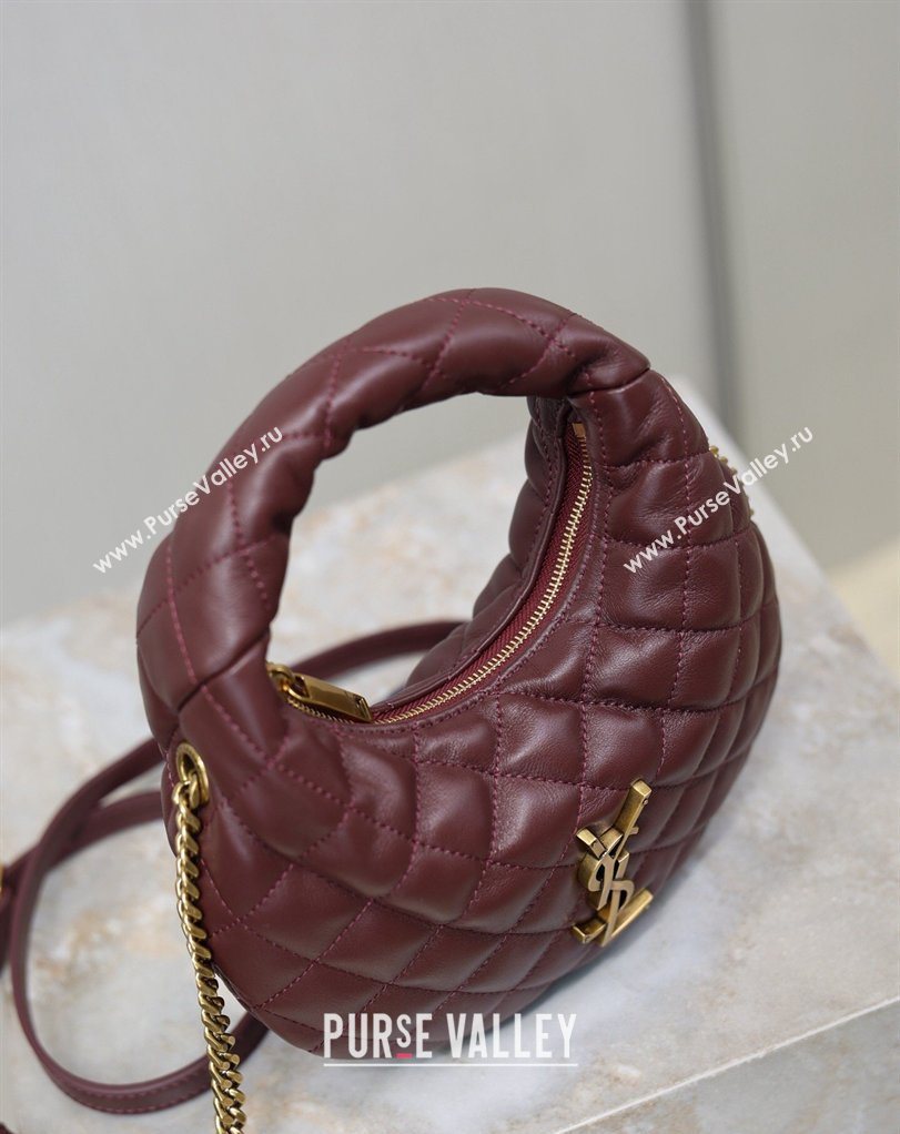 Saint Laurent ICARINO mini bag in quilted nappa leather Burgundy 2026 871329 (MHUI-260403102)