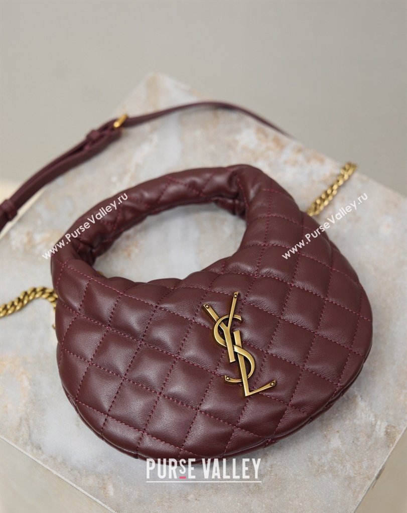 Saint Laurent ICARINO mini bag in quilted nappa leather Burgundy 2026 871329 (MHUI-260403102)