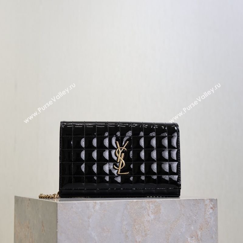 Saint Laurent Cassandre Quilted Patent Leather Chain Bag Black 2026 743364 (MHUI-260403055)