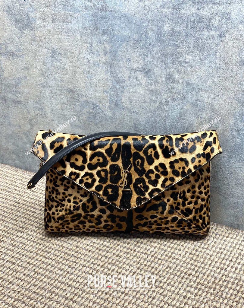 Saint Laurent Cassander XXL Envelope Pouch On Chain in Leopard Print 2026 841702 (MHUI-260403103)