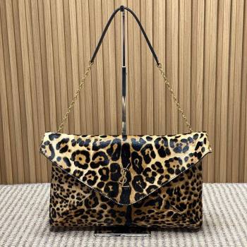 Saint Laurent Cassander XXL Envelope Pouch On Chain in Leopard Print 2026 841702 (MHUI-260403103)