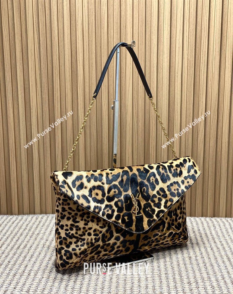 Saint Laurent Cassander XXL Envelope Pouch On Chain in Leopard Print 2026 841702 (MHUI-260403103)