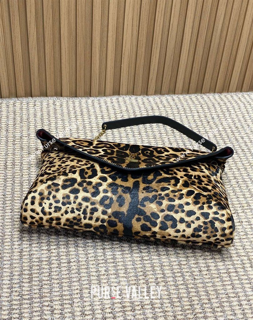 Saint Laurent Cassander XXL Envelope Pouch On Chain in Leopard Print 2026 841702 (MHUI-260403103)