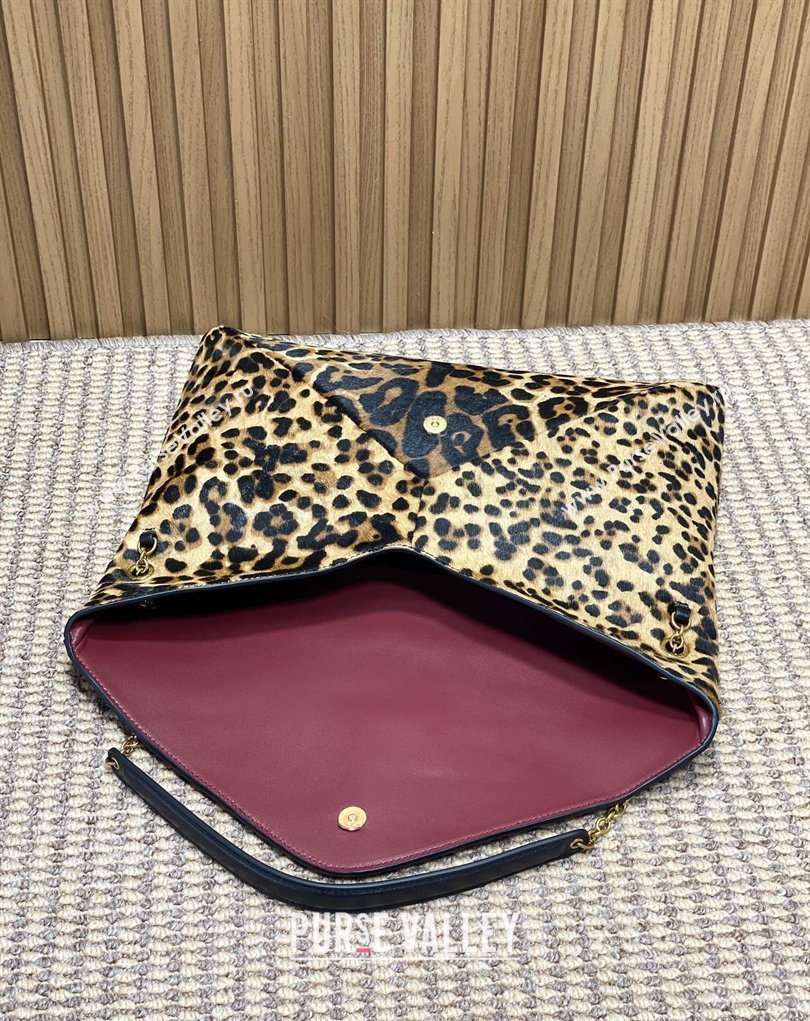 Saint Laurent Cassander XXL Envelope Pouch On Chain in Leopard Print 2026 841702 (MHUI-260403103)
