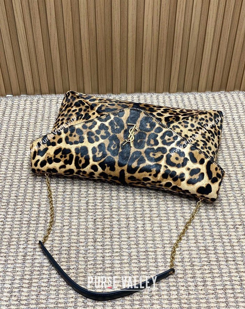Saint Laurent Cassander XXL Envelope Pouch On Chain in Leopard Print 2026 841702 (MHUI-260403103)