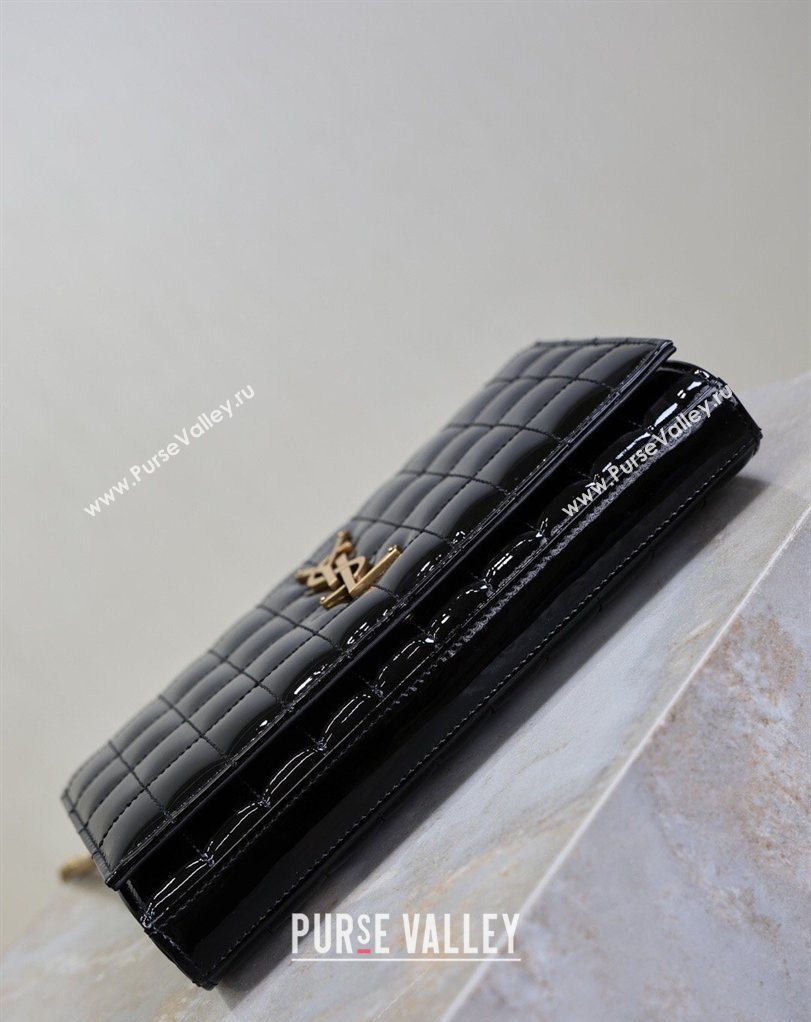 Saint Laurent Cassandre Quilted Patent Leather Chain Bag Black 2026 743364 (MHUI-260403055)
