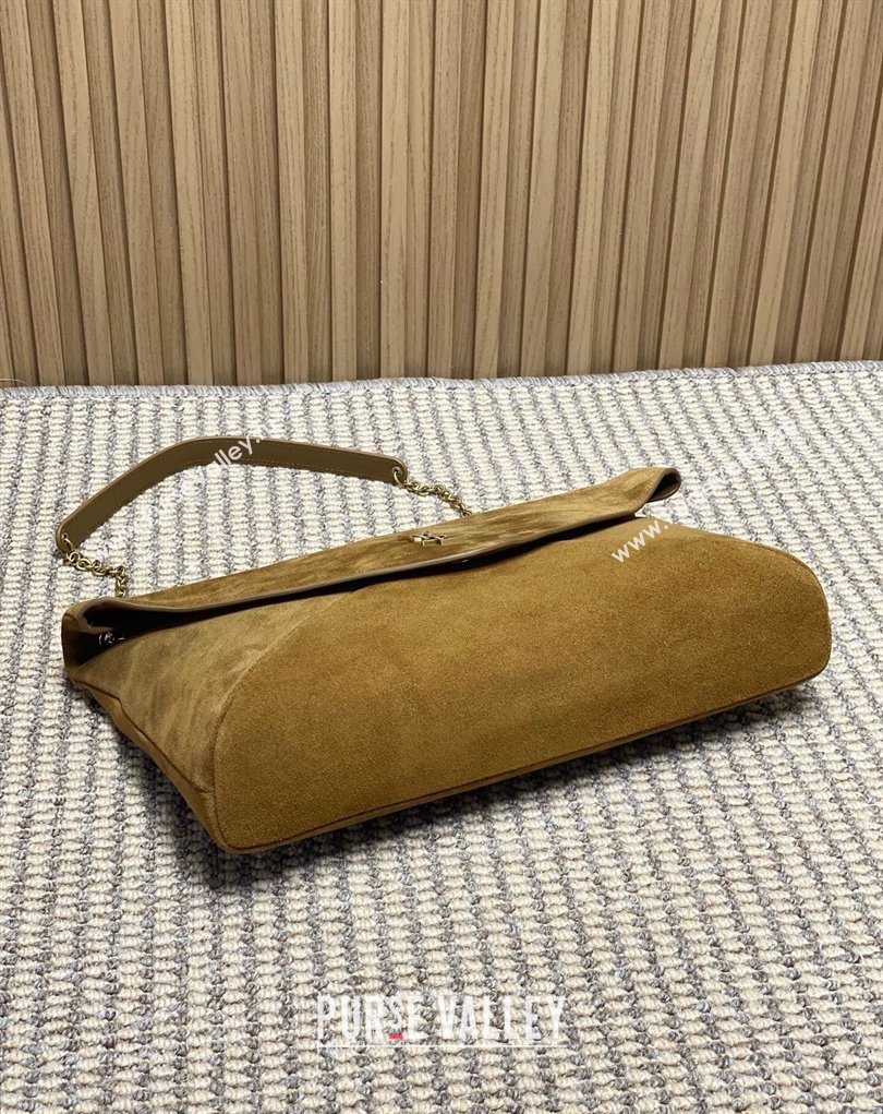 Saint Laurent Cassander XXL Envelope Pouch On Chain in Suede Camel 2026 841702 (MHUI-260403105)