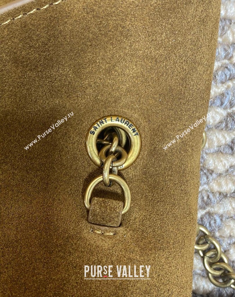 Saint Laurent Cassander XXL Envelope Pouch On Chain in Suede Camel 2026 841702 (MHUI-260403105)