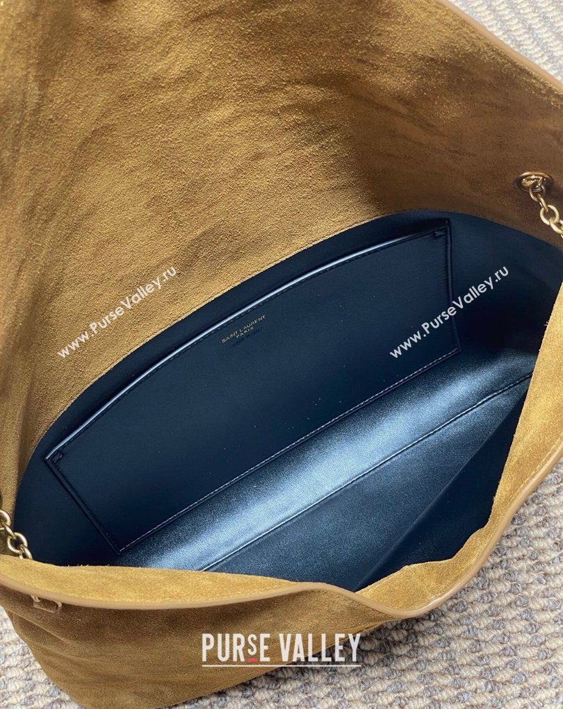 Saint Laurent Cassander XXL Envelope Pouch On Chain in Suede Camel 2026 841702 (MHUI-260403105)