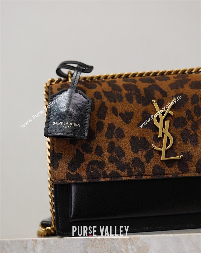 Saint Laurent Sunset Medium Bag in Leopard print and Leather 442906 2026 411906 (MHUI-260403109)