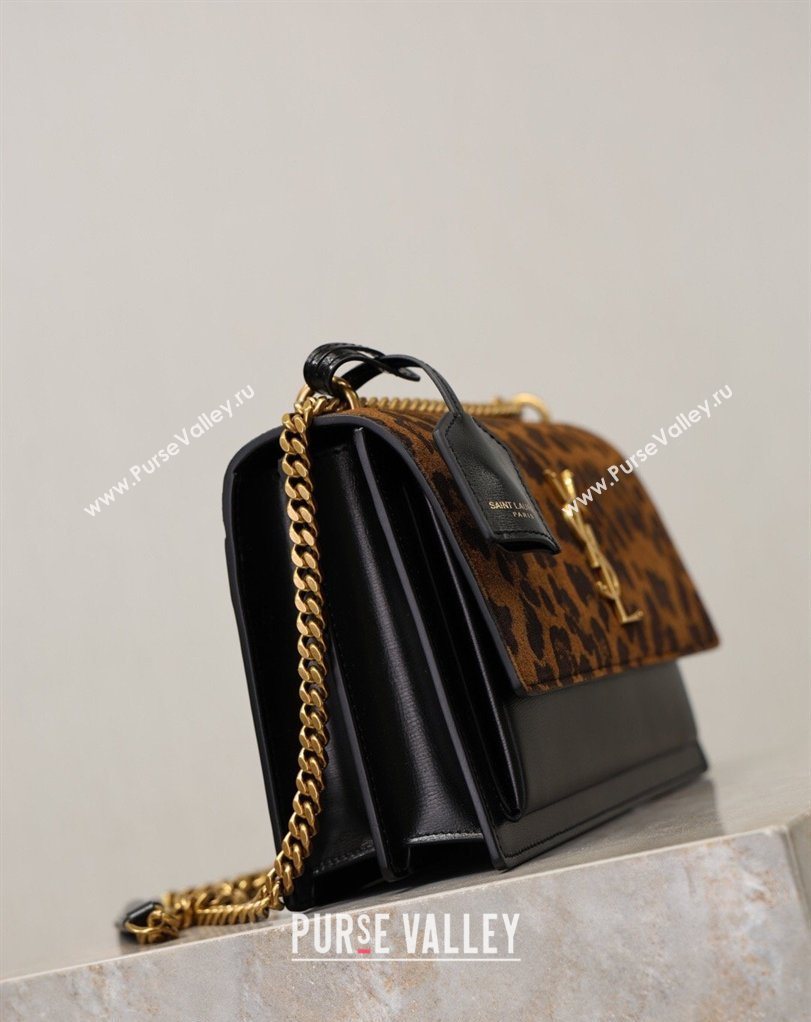 Saint Laurent Sunset Medium Bag in Leopard print and Leather 442906 2026 411906 (MHUI-260403109)