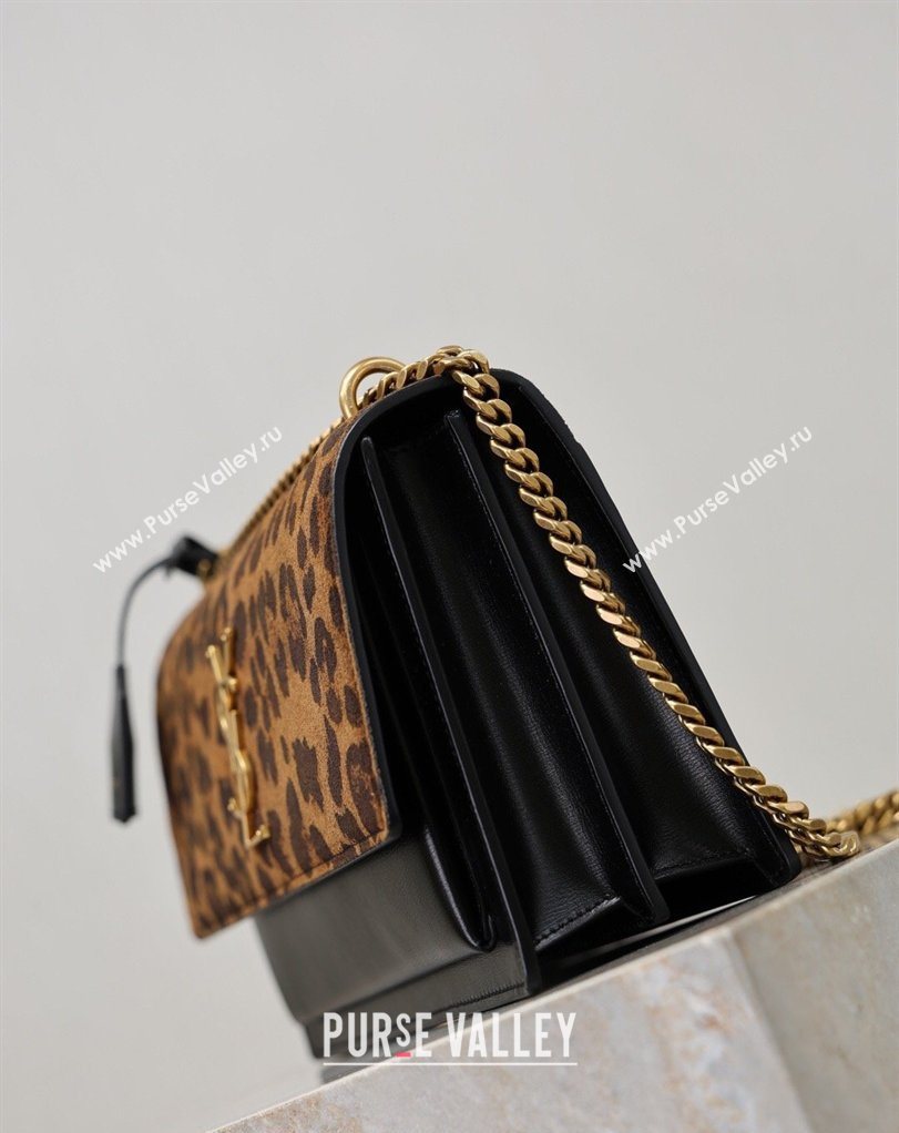 Saint Laurent Sunset Medium Bag in Leopard print and Leather 442906 2026 411906 (MHUI-260403109)