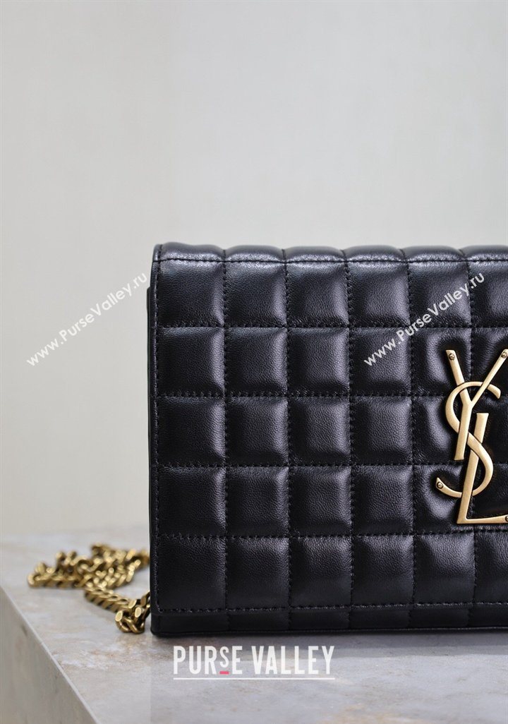Saint Laurent Cassandre Quilted Lambskin Leather Chain Bag Black 2026 743364 (MHUI-260403052)