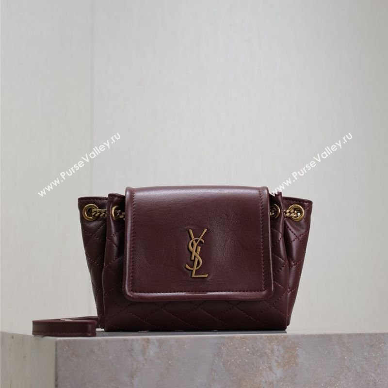 Saint Laurent Monogram Mini Nolita in Lambskin Leather 672738 Burgundy 2026 (MHUI-260403117)