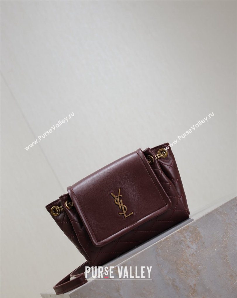 Saint Laurent Monogram Mini Nolita in Lambskin Leather 672738 Burgundy 2026 (MHUI-260403117)
