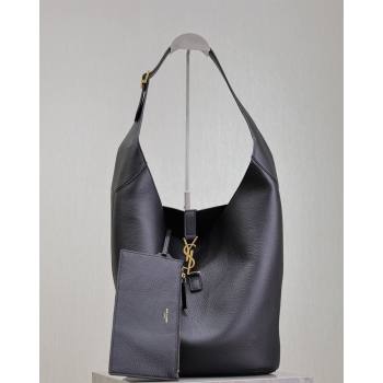 Saint Laurent LE 5 À 7 Supple Large Hobo Bag in Grained Leather 753823 Black 2026 (MHUI-260403120)