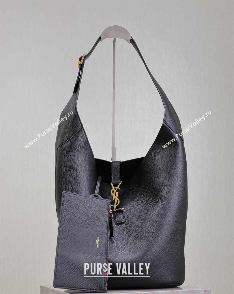 Saint Laurent LE 5 À 7 Supple Large Hobo Bag in Grained Leather 753823 Black 2026 (MHUI-260403120)