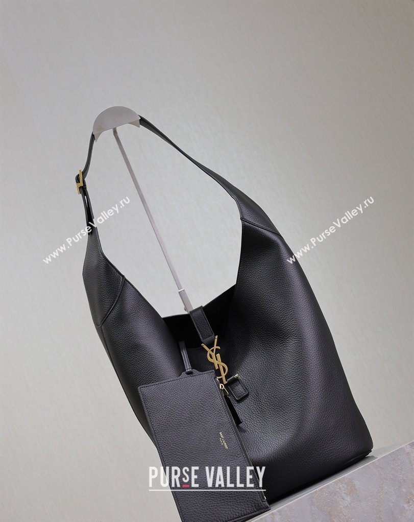 Saint Laurent LE 5 À 7 Supple Large Hobo Bag in Grained Leather 753823 Black 2026 (MHUI-260403120)