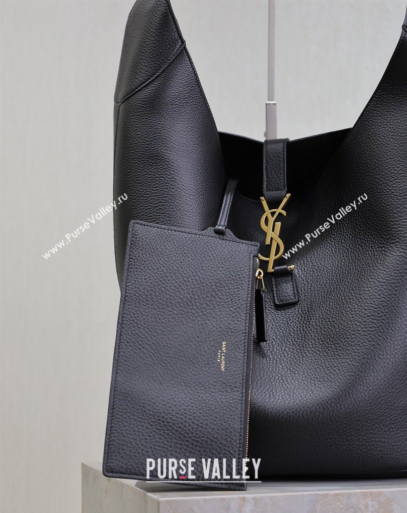 Saint Laurent LE 5 À 7 Supple Large Hobo Bag in Grained Leather 753823 Black 2026 (MHUI-260403120)