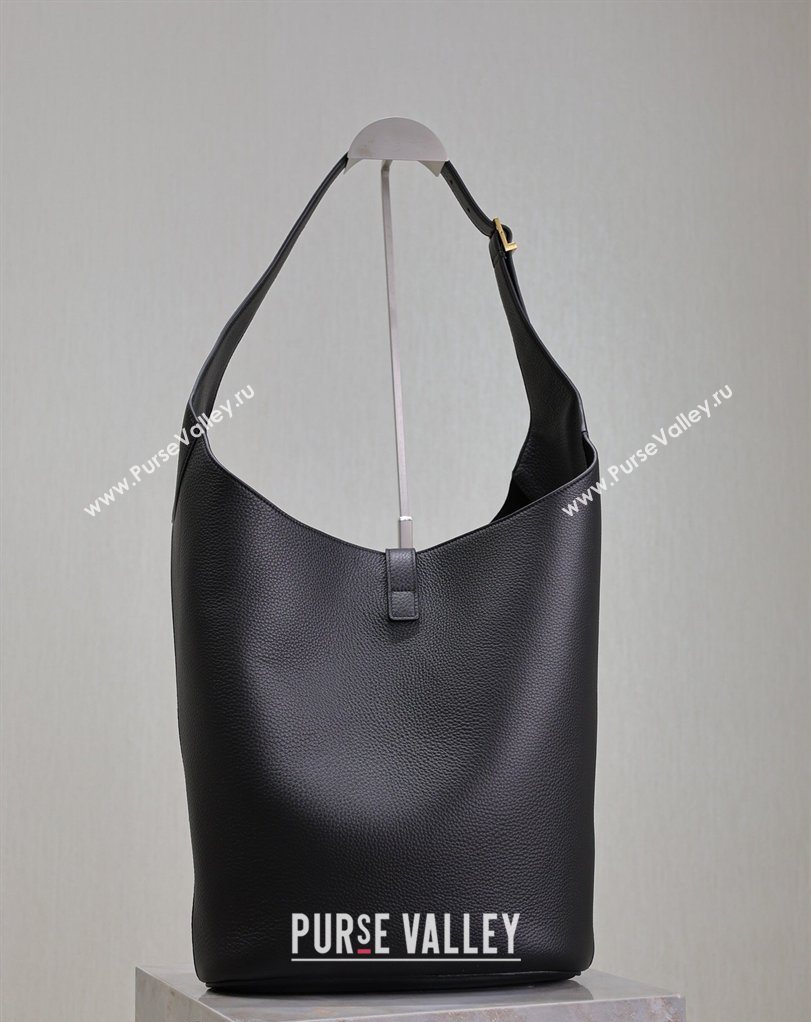 Saint Laurent LE 5 À 7 Supple Large Hobo Bag in Grained Leather 753823 Black 2026 (MHUI-260403120)