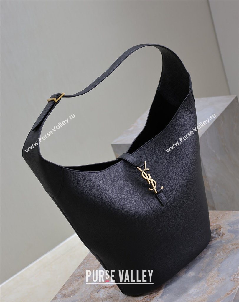 Saint Laurent LE 5 À 7 Supple Large Hobo Bag in Grained Leather 753823 Black 2026 (MHUI-260403120)