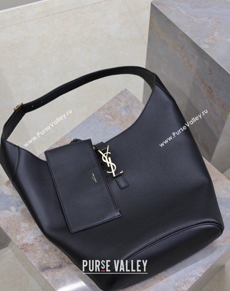 Saint Laurent LE 5 À 7 Supple Large Hobo Bag in Grained Leather 753823 Black 2026 (MHUI-260403120)