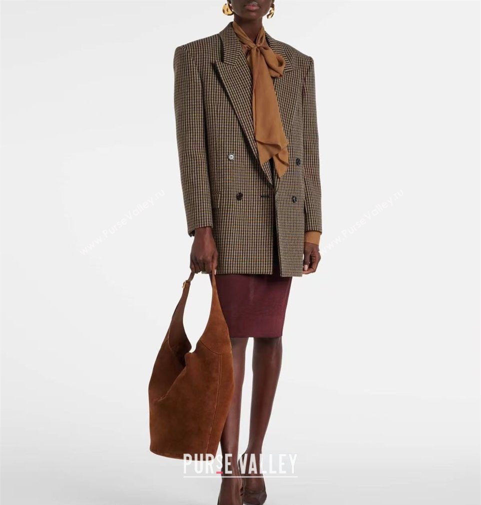 Saint Laurent LE 5 À 7 Supple Large Hobo Bag in Suede Brown 753823 2026 (MHUI-260403121)