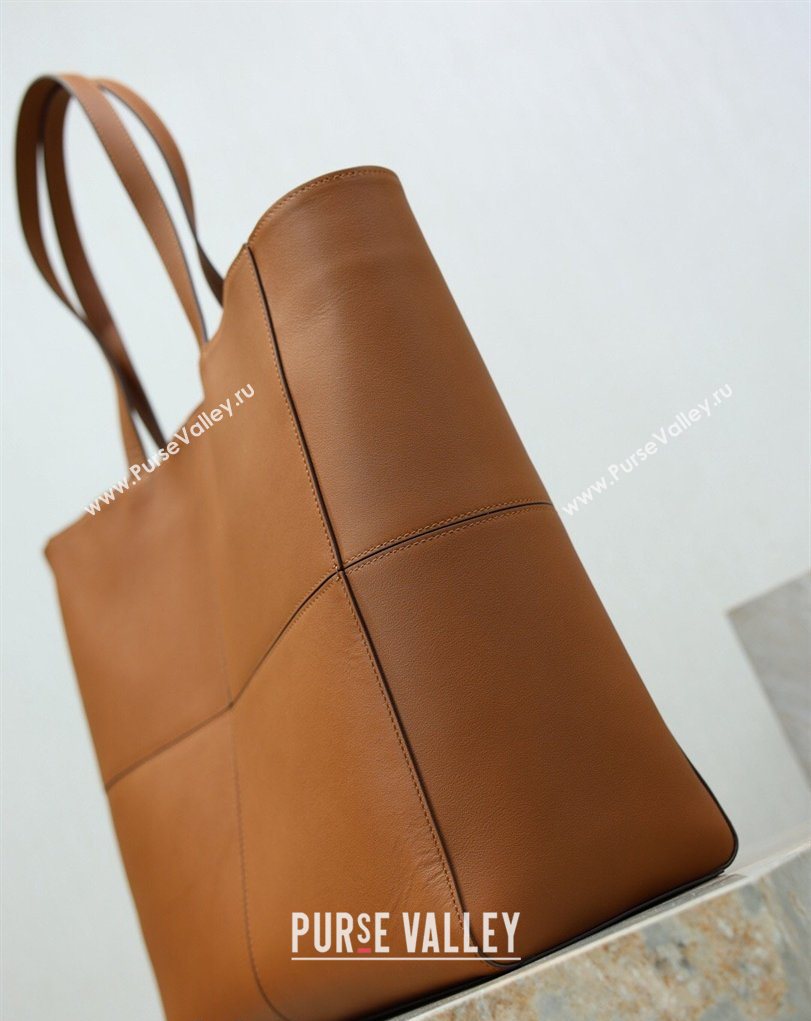 Saint Laurent Paris 4 Carre Tote Bag in Leather Toasted Brown 2026 862368 (MHUI-260407010)