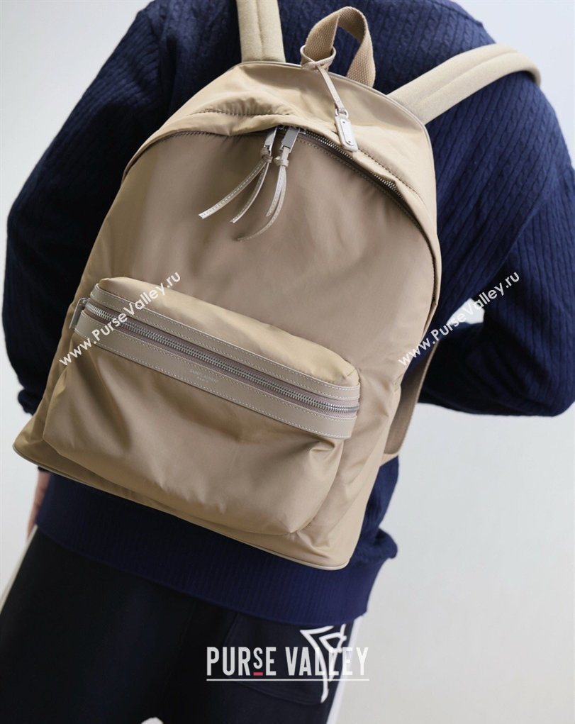 Saint Laurent City Backpack Bag in Beige Nylon 326865 2026 (MHUI-260407011)