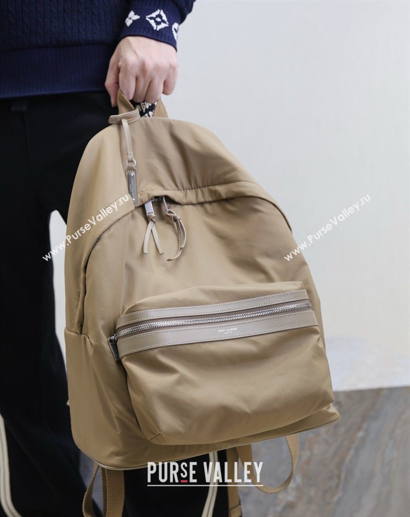 Saint Laurent City Backpack Bag in Beige Nylon 326865 2026 (MHUI-260407011)