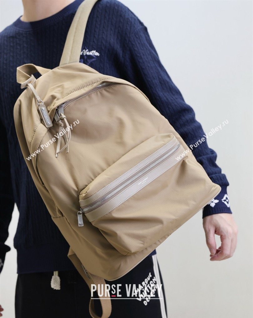 Saint Laurent City Backpack Bag in Beige Nylon 326865 2026 (MHUI-260407011)