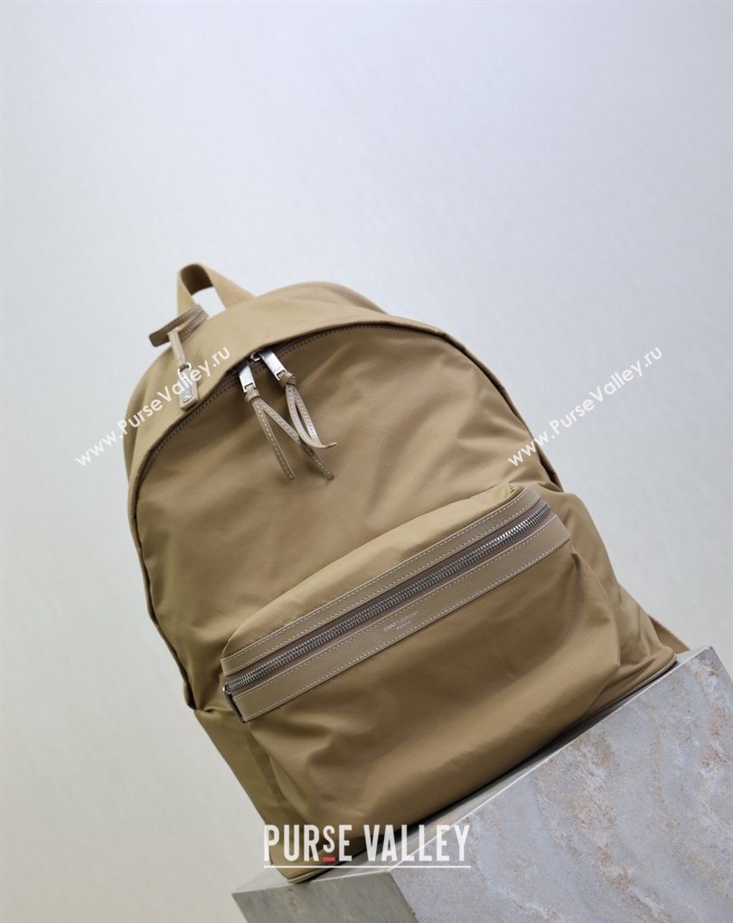 Saint Laurent City Backpack Bag in Beige Nylon 326865 2026 (MHUI-260407011)
